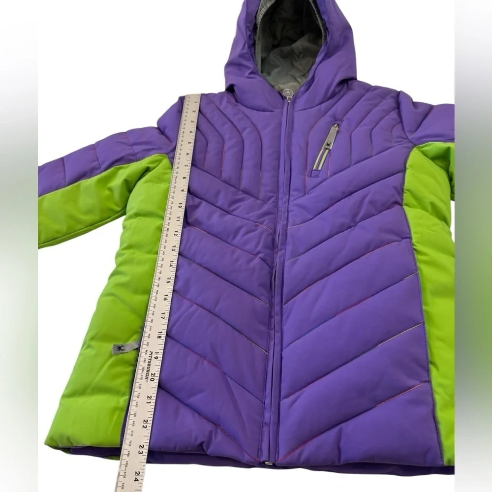 Spyder Girls Puffer Jacket Purple Green Hooded Size 16